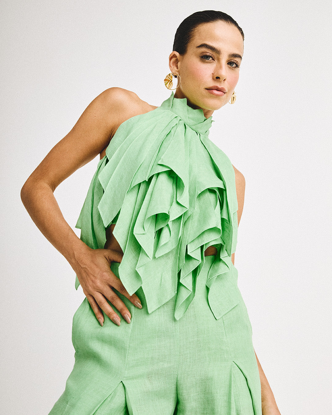 Hojas de Amor Crop Top  - Green