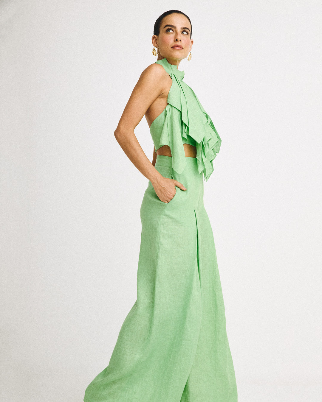 Hojas de Amor Crop Top  - Green