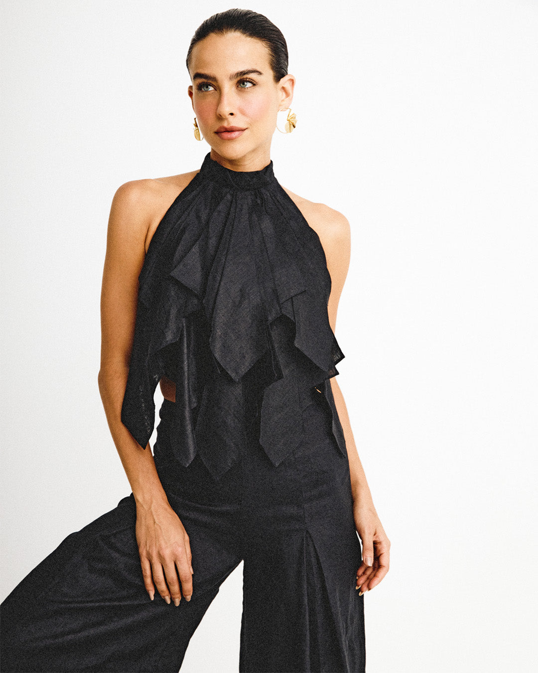 Hojas de Amor Crop Top - Black
