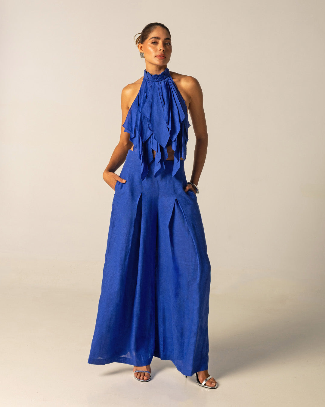 Hojas de Amor Crop Top - Blue